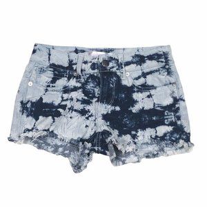 NOBO Womens Juniors Tie Dyed Denim Shorts Blue Sz1